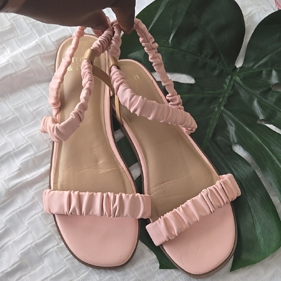 Crown And Ivy Pastel Powder Pink Scrunched Women's Sandals Summer Shoes - Picture 1 of 6